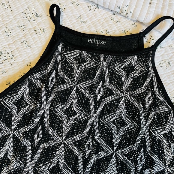 Sparkly Retro High Necked Tank Crop | EUC Size M - Picture 2 of 8